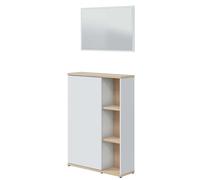 Miroytengo Mueble Recibidor Consola Auxiliar con Espejo Adhara en Blanco Artik y Roble Canadian 77x106x24 cm White/ wood -