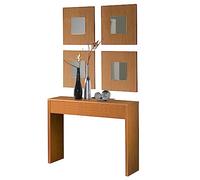 Miroytengo Mueble Recibidor Cosola con 4 Espejos Lupe 100x76x30cm Color Cerezo