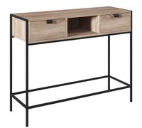 Miroytengo Mueble recibidor de Entrada Aliaj 2 Cajones 1 Hueco Central Negro y Roble Claro 100 cm Black - light wood