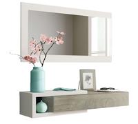 Miroytengo Mueble Recibidor Noon en Color Blanco/Cemento o Blanco/Roble Alaska con Espejo y Pequeño Hueco 95x19x26 cm White / wood