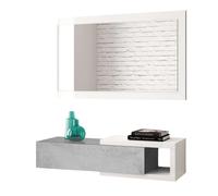 Miroytengo Mueble Recibidor Noon en Color Blanco/Cemento o Blanco/Roble Alaska con Espejo y Pequeño Hueco 95x19x26 cm White/gray