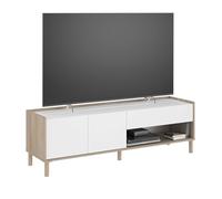 Miroytengo Mueble TV Azzaro 150 cm Salón Comedor Estilo Nórdico en Color Roble Japonés y Blanco con 2 Puertas, 1 Cajón y 1 Hueco Abierto