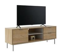 Miroytengo Mueble TV Sforza 2 Cajones Roble Natural, 120 cm (Ancho) para Tv 50 pulgadas Salón Comedor Light wood