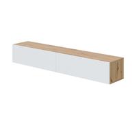 Forés Mueble TV Kaway suspendido 2 puertas abatibles color Roble Nodi y Blanco Artik 35x180x28 cm
