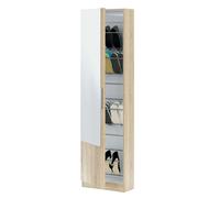 Miroytengo Mueble zapatero 1 puerta con espejo en roble canadian para entrada o vestidor 180x50x22 Madera Claro -