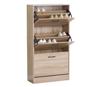 Miroytengo Mueble Zapatero Sete, Mueble Recibidor 3 trampones 3 Tiradores Capacidad 18 Pares Aprox. Melamina Color Roble 60x116x24 cm