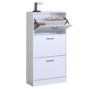 Miroytengo Mueble Zapatero Sete, Mueble Recibidor 3 trampones 3 Tiradores Capacidad 18 Pares Aprox. Melamina Color Blanco Mate 60x116x24 cm