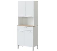 Miroytengo Muebles Auxiliares de Cocina Yuka Estilo Nórdico Color Blanco Artik y Roble Canadian White/wood - 4 p, 1 c and 1 ha 4 p, 1 c and 1 h 186x72x40 cm