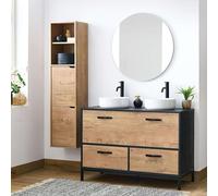 Miroytengo Muebles de Baño Pack Sena Roble Gold y Negro (Lavabos incluidos)