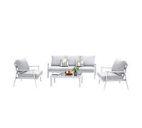 Miroytengo Muebles de Exterior Jardín Terraza Benicasim 4 Piezas Estilo Contemporáneo Color Blanco y Gris White/ gray