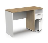 Miroytengo Muebles de Oficina Escritorio con Estantería Acces En Roble Hamilton y Blanco Mate