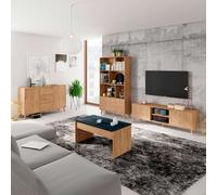 Miroytengo Muebles de Salón Comedor Modernos Oslo (Mueble de TV + Aparador + Librería + Mesa de centro) Color Roble Gold Light wood - black -