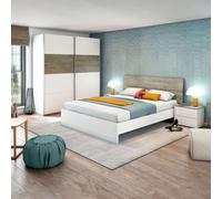 Muebles dormitorio ethna estilo nórdico color blanco y roble 160 cm