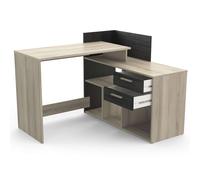 Miroytengo Optima Mesa Escritorio Reversible Melamina Roble Kronberg/Negro 121cm Estilo Moderno, Muebles de Oficina Black/ wood -