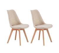 Miroytengo Pack 2 Sillas Comedor Bistro, Sillas de Cocina Tapizadas, Respaldo Tela, 48x84x54 cm Beige - 2 pack