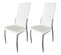 Miroytengo Pack 2 Sillas Comedor Laci Estilo Moderno Polipiel Cromadas Blanco 101x51x45 cm