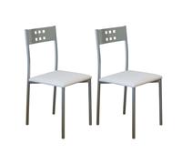 Miroytengo Pack 2 Sillas de Cocina Metal y Blanco Costa, Sillas Comedor Modernas 47x86x41cm