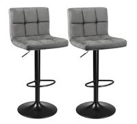 Miroytengo Pack 2 Taburetes Bar Cocina, Regulable y 360º, Silla Terciopelo Velvet Zenit, Respaldo y Reposapiés, Gris