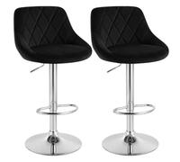 Miroytengo Pack 2 Taburetes Bar, Silla Alta, Altura Regulable Diamant, Giratorio con Respaldo, Terciopelo, Comedor, Negro