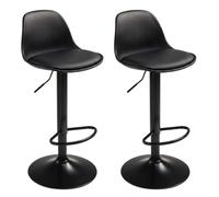 Miroytengo Pack 2 Taburetes de Bar o Cocina, Silla Alta Bistro, Altura Regulable, Asiento Acolchado, 360º, Negro