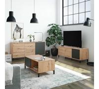 Miroytengo Pack 3 Muebles de salón Roble Nodi y Gris Antracita