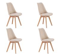 Miroytengo Pack 4 Sillas Comedor Bistro, Sillas de Cocina Tapizadas, Respaldo Tela, 48x84x54 cm Beige - 4 pack
