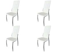Miroytengo Pack 4 Sillas Comedor Laci Estilo Moderno Polipiel Cromadas Blanco 101x51x45 cm