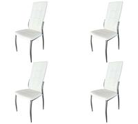 Miroytengo Pack 4 sillas de comedor Laci, estilo moderno, polipiel cromada, blancas 101x51x45 cm