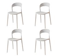 Miroytengo Pack 4 Sillas de Cocina Princeton Respaldo Redondeado Estilo Moderno en Color Blanco White -