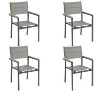 Miroytengo Pack 4 Sillas Exterior Mallorca, Apilables con Reposabrazos, Aluminio y Textileno Gris 56x55x85 cm