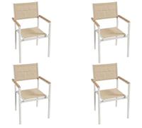 Miroytengo Pack 4 Sillas Exterior Mallorca, Apilables con Reposabrazos, Aluminio y Textileno 56x55x85 cm Beige -