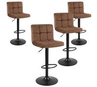 Miroytengo Pack 4 Taburetes Bar Cocina, Regulable y 360º, Silla Terciopelo Velvet Zenit, Respaldo y Reposapiés Brown - pack of 4