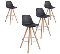 Miroytengo Pack 4 Taburetes Bar Cocina, Respaldo y Reposapiés, Silla Alta Acolchada Bistro Black - light wood - pack of 4