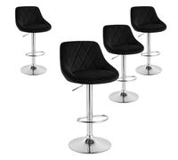 Miroytengo Pack 4 Taburetes Bar, Silla Alta, Altura Regulable Diamant, Giratorio con Respaldo, Terciopelo, Comedor Black - pack of 4