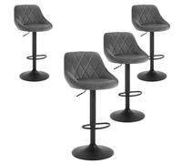 Miroytengo Pack 4 Taburetes Bar, Silla Alta, Altura Regulable Diamant, Giratorio con Respaldo, Terciopelo, Comedor Gray - pack of 4