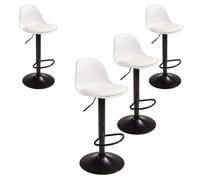 Miroytengo Pack 4 Taburetes de Bar o Cocina, Silla Alta Bistro, Altura Regulable, Asiento Acolchado, 360º White - pack of 4