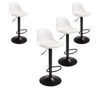 Miroytengo Pack 4 Taburetes de Bar o Cocina, Silla Alta Bistro, Altura Regulable, Asiento Acolchado, 360º, Blanco Mate