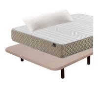 Miroytengo Pack Ahorro Deluxe Descanso Completo 150x190 cm (colchón + Base Tapizada + Patas + Almohada) White/ beige - 150x190 cm 389.73
