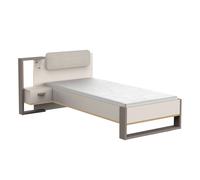 Miroytengo Pack Cama Juvenil con Mesita Camillia 90x200 cm en Roble Vicenza, Gris y Arcilla, Fabricada en Melamina Clay/gray - 90x200 cm