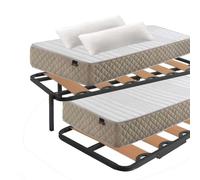 Miroytengo Pack de Descanso Completo Kangu Compuesto por Cama Canguro Completa, 2 Colchones, Juego de Herrajes y 2 Almohadas de Viscoelastica 90x190 cm Black - 90cm Extra long individual