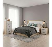 Miroytengo Pack de Dormitorio con Cabecero + 2 Mesitas de Noche y Sinfonier Roble Cambrian y Blanco Mate White - light wood - 323.15