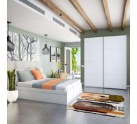 Miroytengo Pack de Dormitorio Doble Color blanco artik (mate) con detalles en gris antracita 150 cm White - gray - 150x190 cm 630.2