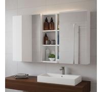 Miroytengo Pack de dos armarios con espejo + 3 estantes color blanco brillo aseo almacenaje 100x65x21 cm White -