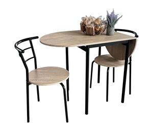 Miroytengo Pack de Mesa Extensible y 2 Sillas Cocina Butterfly, Mesa Plegable Comedor Roble Sonoma y Negro 55-115x61x74 cm
