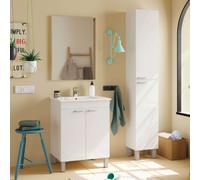 Miroytengo Pack de Muebles de Baño Amara en Color Blanco Brillo Estilo Nórdico White -