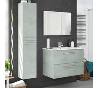 Miroytengo Pack de Muebles de Baño Aruba en Color Cemento o Blanco con Mueble de Baño, Columna, Espejo y Lavamanos Cerámico Grey -