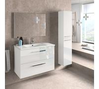 Miroytengo Pack de Muebles de Baño Aruba en Color Cemento o Blanco con Mueble de Baño, Columna, Espejo y Lavamanos Cerámico White