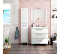 Miroytengo Pack de muebles de Baño en Blanco brillo (Mueble baño + espejo + lavabo cerámico + columna auxiliar) White - 397.9