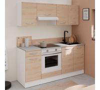 Miroytengo Pack de Muebles de Cocina Eko Estilo Moderno en Color Blanco Mate y Roble Jackson con Módulos Fregadero Campana y Horno White - light wood -