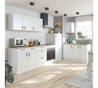 Miroytengo Pack de Muebles de Cocina Kira Completo 10 Módulos Estilo Nórdico en Blanco Brillo y Roble Canadian White gloss and canadian oak -